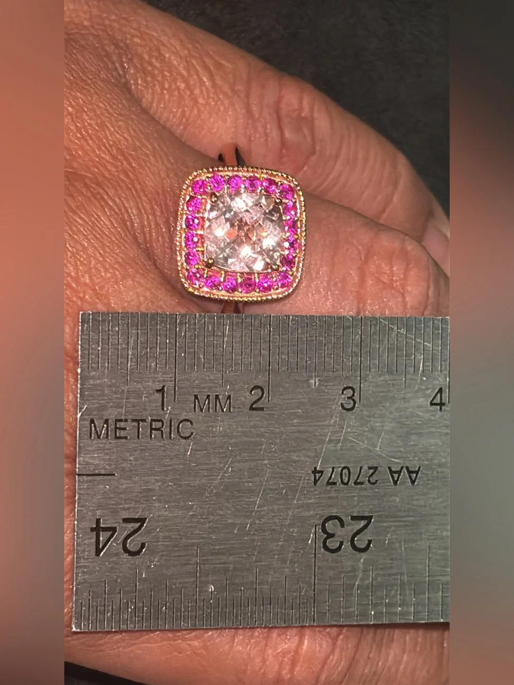 14k Rose Gold Ring Morganite and Pink Ring